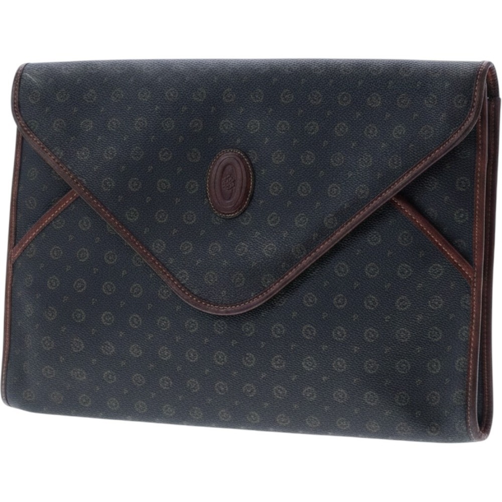 Pollini Vtg Monogram Logo Envelope Clutch Document Holder Professional Classic